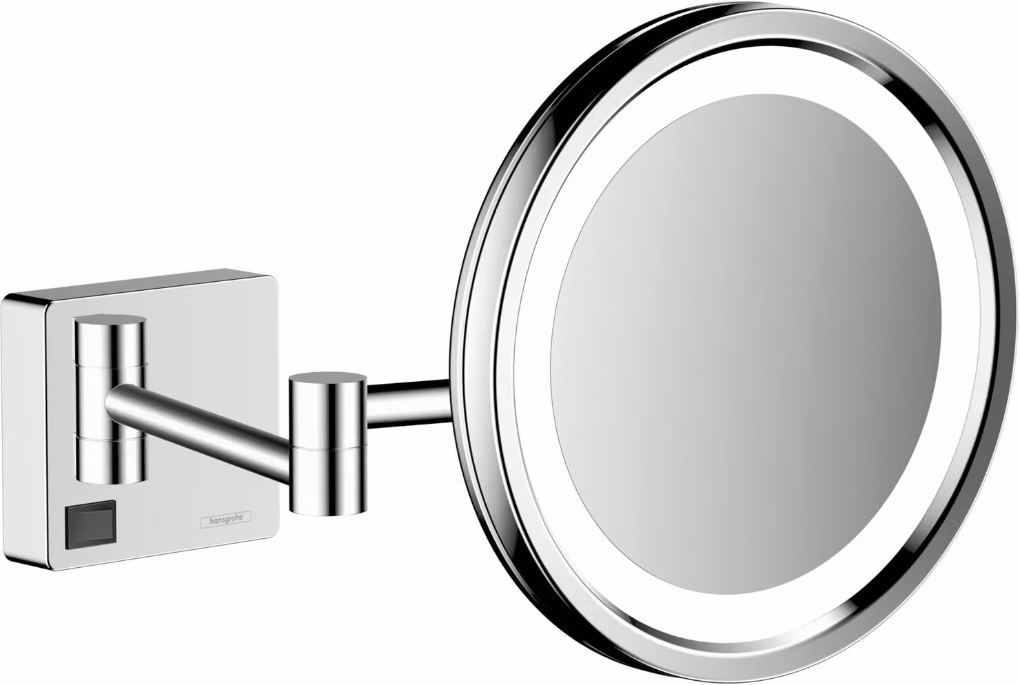 Specchio cosmetico a LED, forma rotonda, ingrandimento 3x, finitura cromata, diametro 21,7 cm