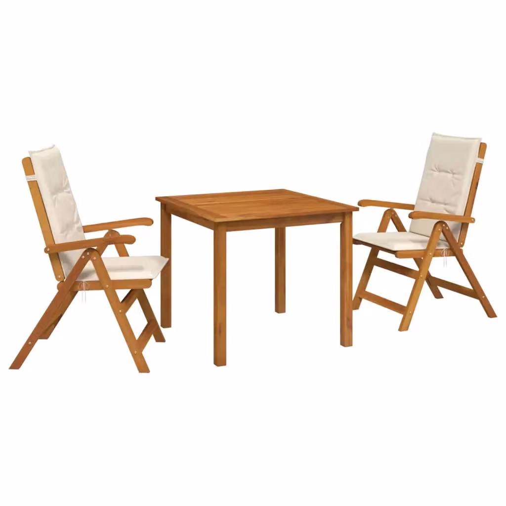 Set da pranzo da giardino vidaXL in legno di acacia oliato beige, 3 pezzi per 2 persone – 2