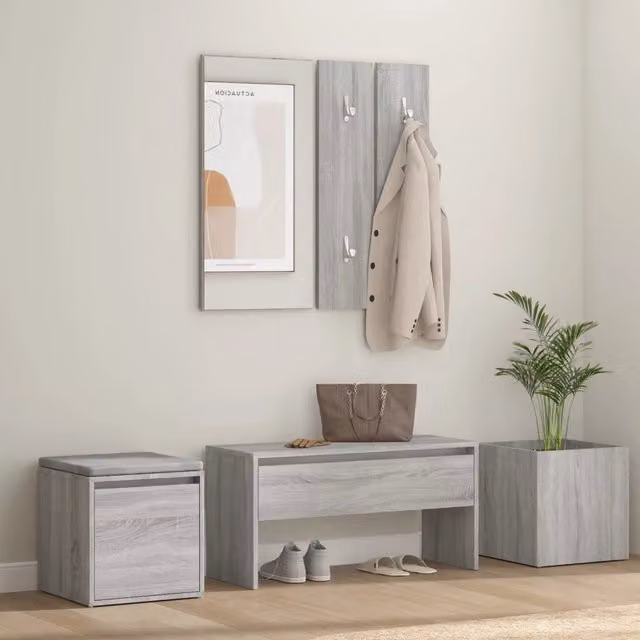 Set di Mobili da Corridoio Grigio Sonoma in Legno Multistrato 3120201