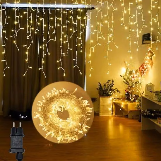Catena luminosa per esterni - 5 metri - 200 LED - Luce bianco caldo - Con timer e funzione di memoria - Ideale per matrimoni, feste e decorazioni da giardino