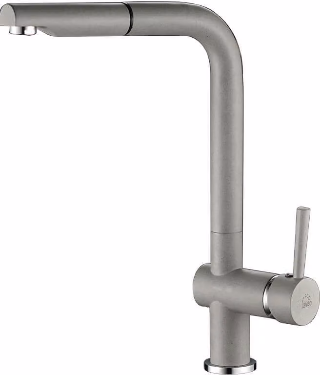 Rubinetto da cucina grigio LUNA BLZ_969D con bocca estraibile e mobile, facile montaggio, testa in Vetroceramica, riduce il consumo d'acqua