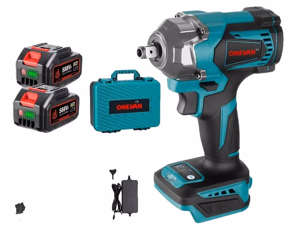 Avvitatore a impulsi elettrico, coppia di 1200 Nm, design senza fili, set di 2 batterie