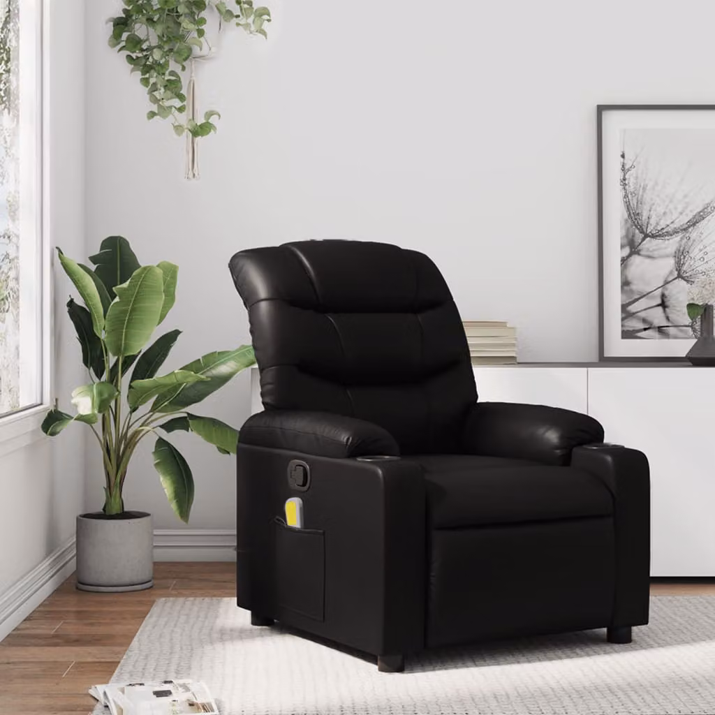 vidaXL Poltrona reclinabile relax in similpelle nera con braccioli