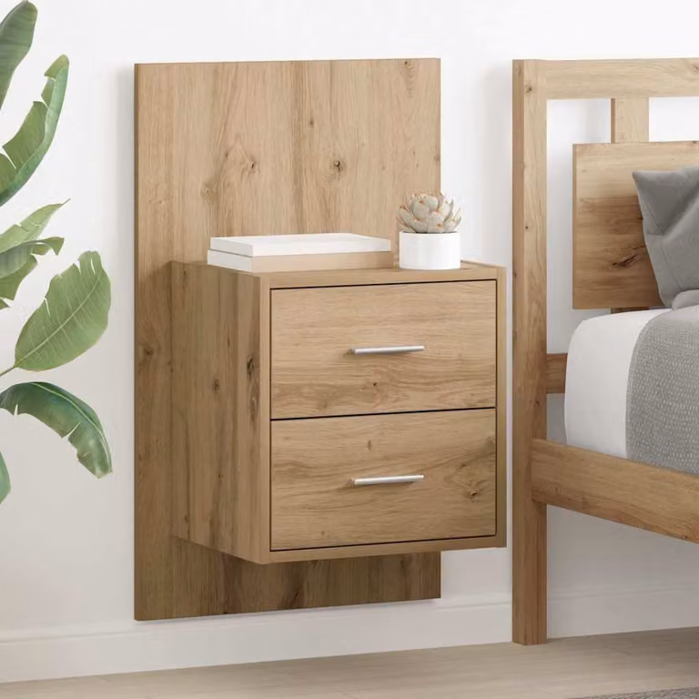 Set di 2 comodini sospesi vidaXL in stile rustico color rovere
