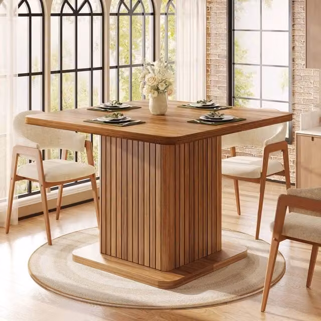Tavolo da pranzo 80x80x76 cm con vano contenitore in MDF marrone scuro effetto legno