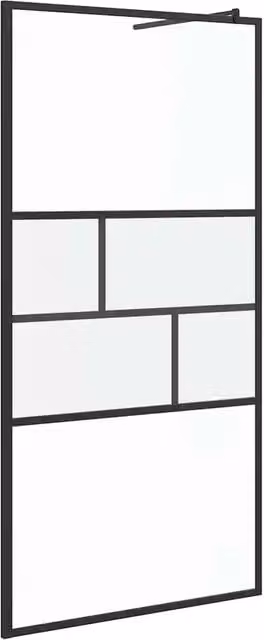 Parete Doccia Walk-in Nero 100 x 195 x 0,5 cm Vetro e Alluminio CFW9802515