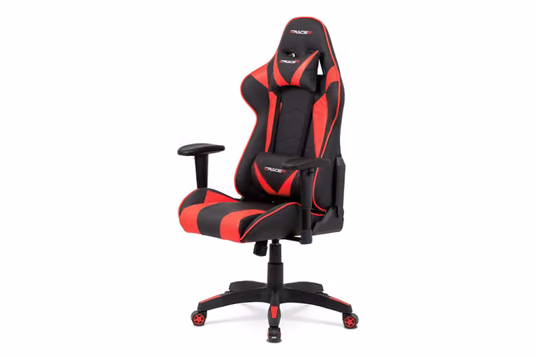 Autronic Sedia da ufficio KA-F03 RED - Pelle finta rossa / tessuto nero