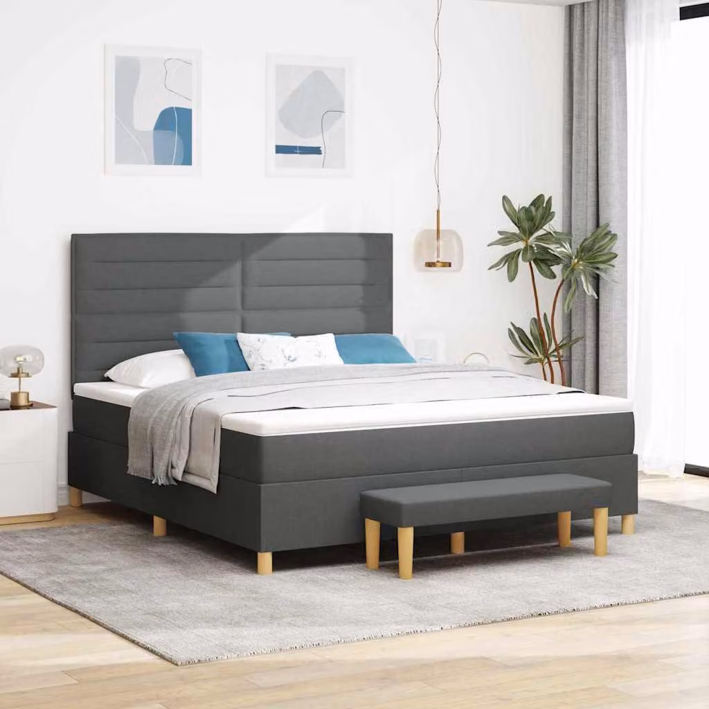 Maison Exclusive - Letto boxspring con testiera grigio scuro 200 x 180 cm in tessuto