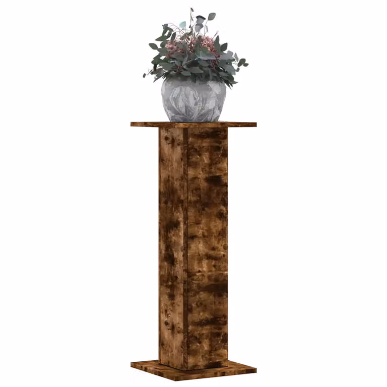 Set di 2 supporti per piante vidaXL in truciolato color rovere fumo, L/P/H: 30 x 30 x 80 cm
