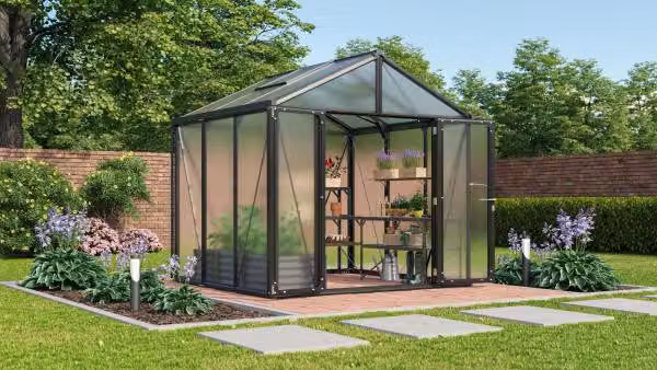 Serra Vitavia Zeus Comfort 6200 in policarbonato 10 mm 258 x 242 cm nero incl. telaio a pavimento