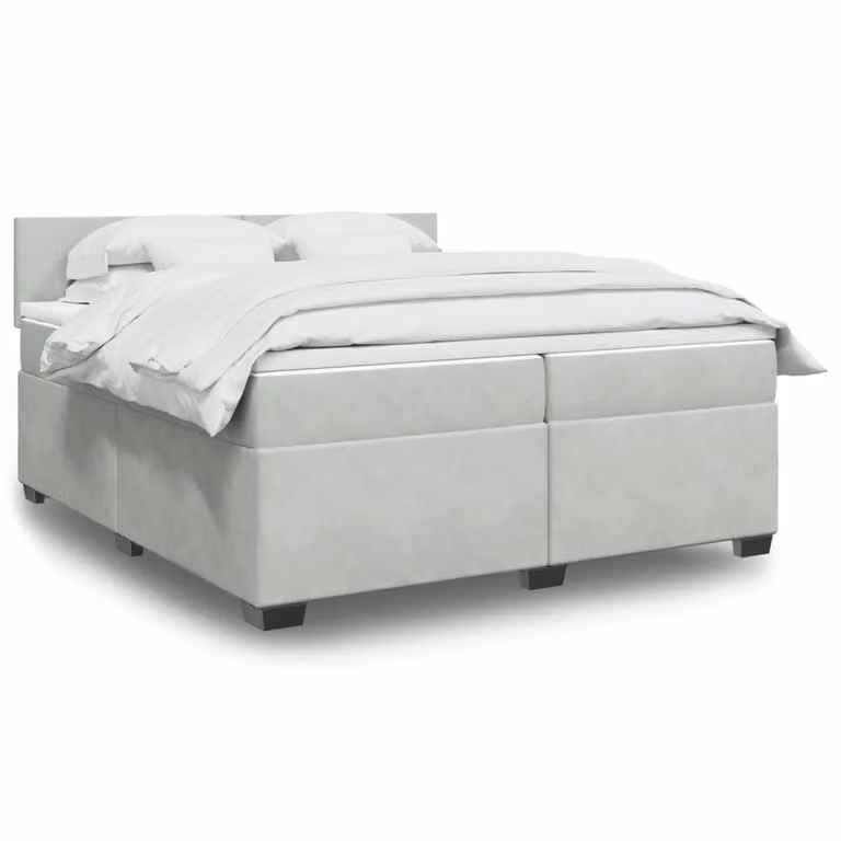 vidaXL Giroletto a Molle con Materasso Ibrido in Velluto Grigio Chiaro, L/P: 200 x 200 cm