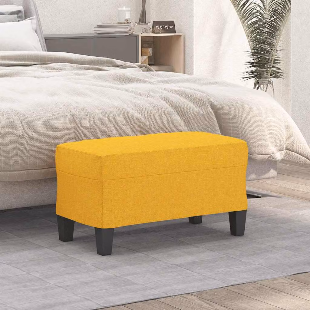Panca vidaXL in tessuto giallo chiaro con struttura in legno per soggiorno o camera da letto L: 70 cm, P: 35 cm, H: 41 cm