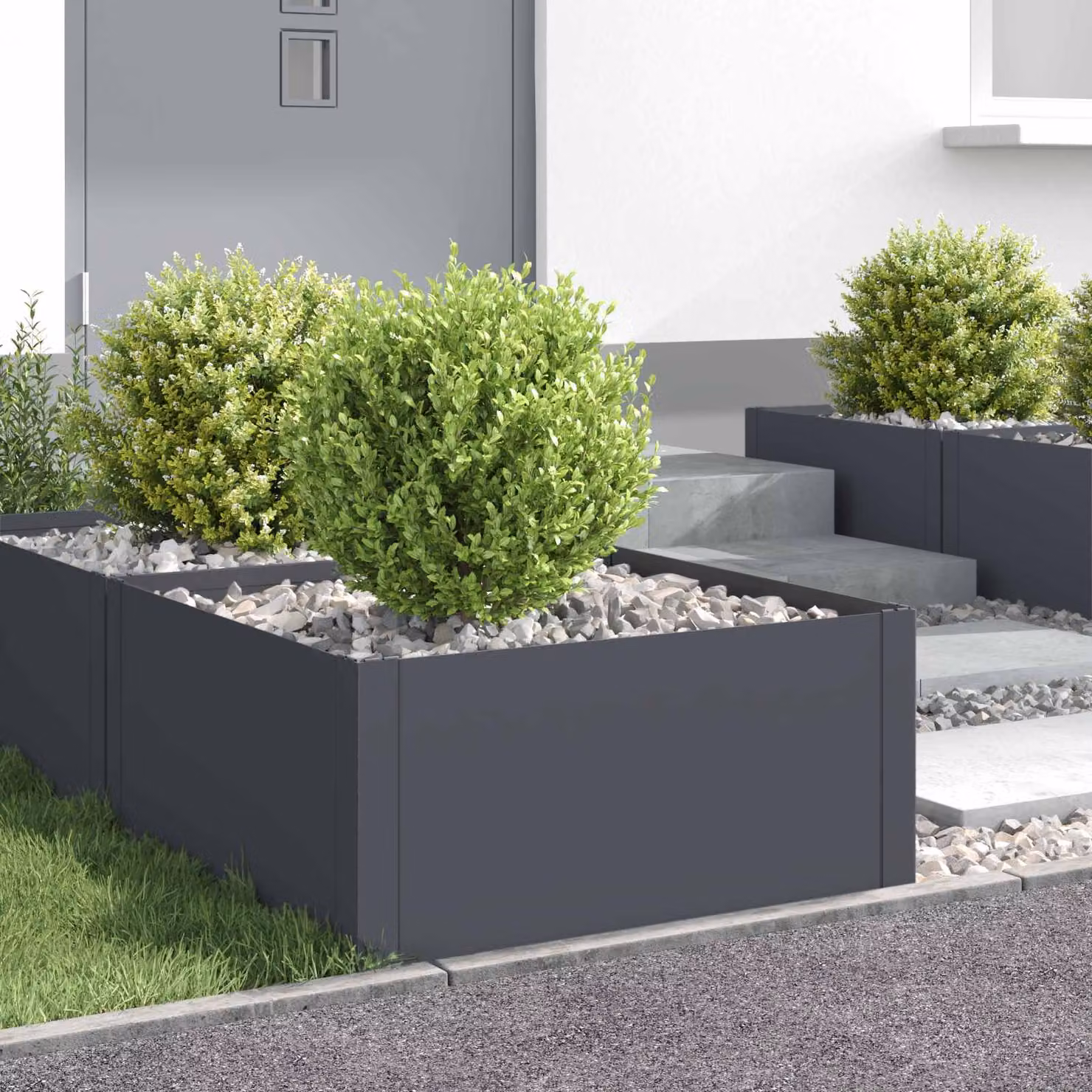 Set di 4 bordure per prato vidaXL in acciaio colore antracite L/P/H: 60 x 60 x 35 cm