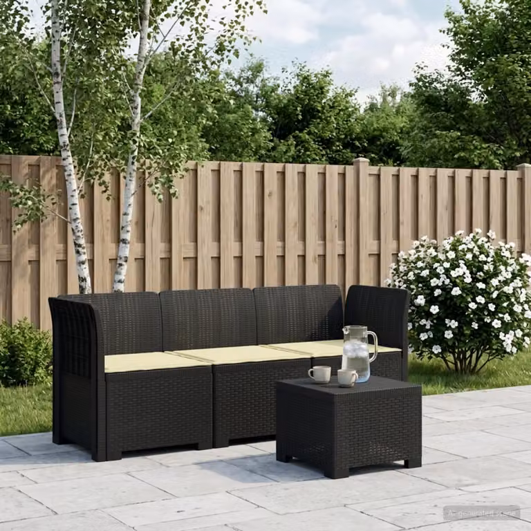 vidaXL Divano da giardino moderno a 3 posti con cuscini imbottiti e coperture rimovibili, antracite e beige