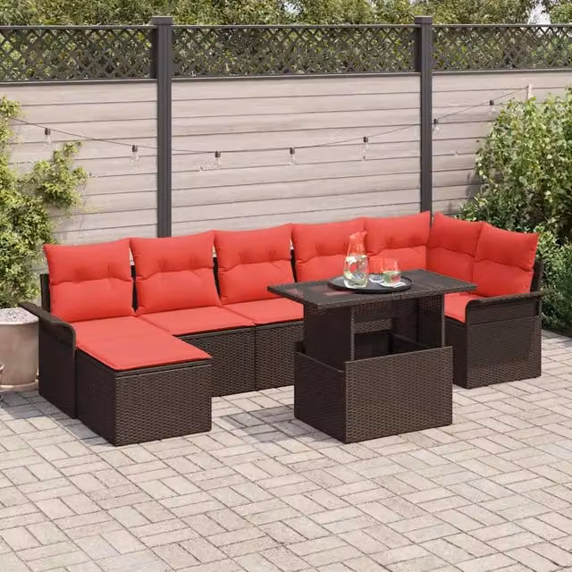 Set Divano da Giardino 8 pz Marrone polyrattan 3348330