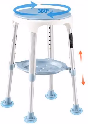 Sgabello da doccia VEVOR bianco, sedile rotondo girevole a 360° con altezza regolabile e base antiscivolo, ausilio per mobilità ridotta con portata 158,8 kg