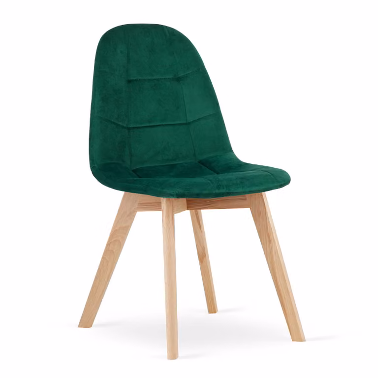 Sedia da sala da pranzo, sedia da ufficio, sedia da cucina, sedia imbottita, seduta in velluto con gambe in legno di faggio, portata massima 120 kg, velluto verde scuro, 1 sedia