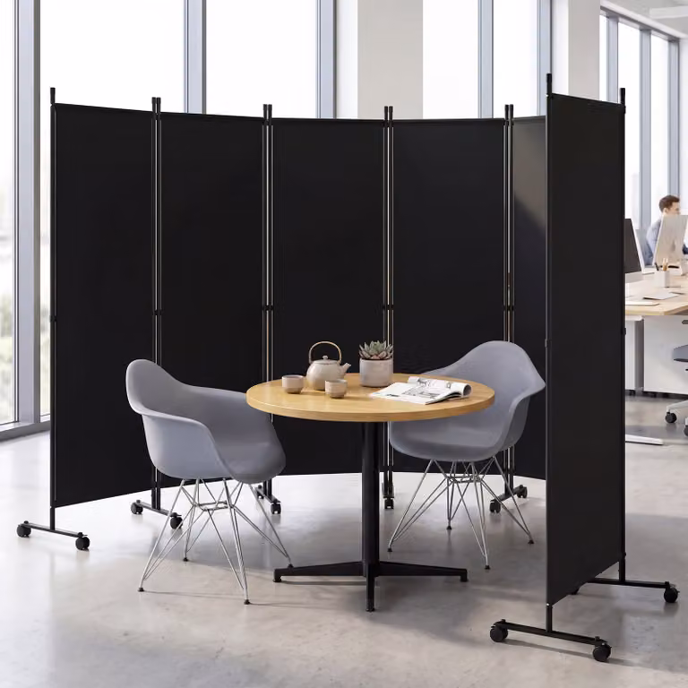 Divisorio pieghevole Costway a 6 pannelli con ruote bloccabili per soggiorno e ufficio, Nero, Altezza: 172 cm