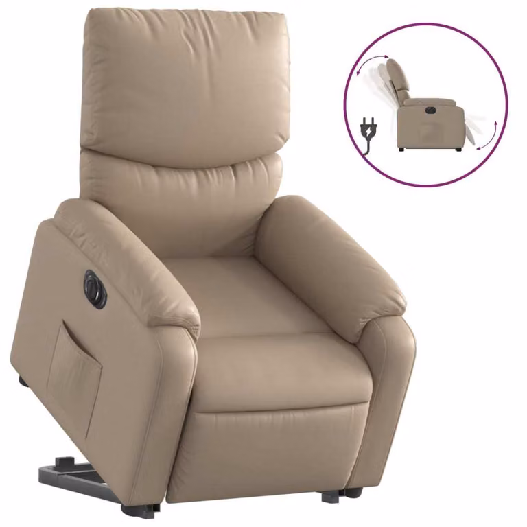Poltrona Alzapersona Reclinante Elettrica Cappuccino Pelle finta