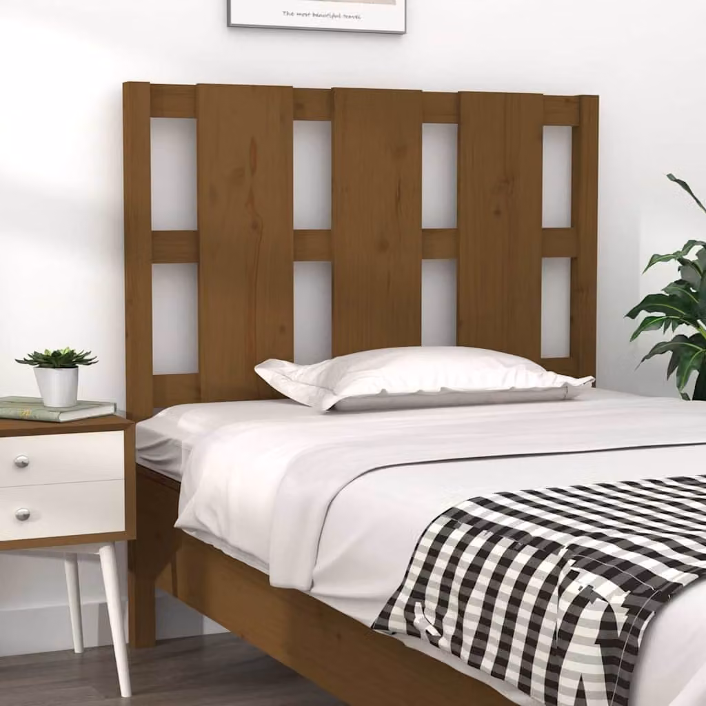 Testiera per letto vidaXL in legno massello di pino, colore ambra, L 95,5 cm x P 4 cm x H 100 cm