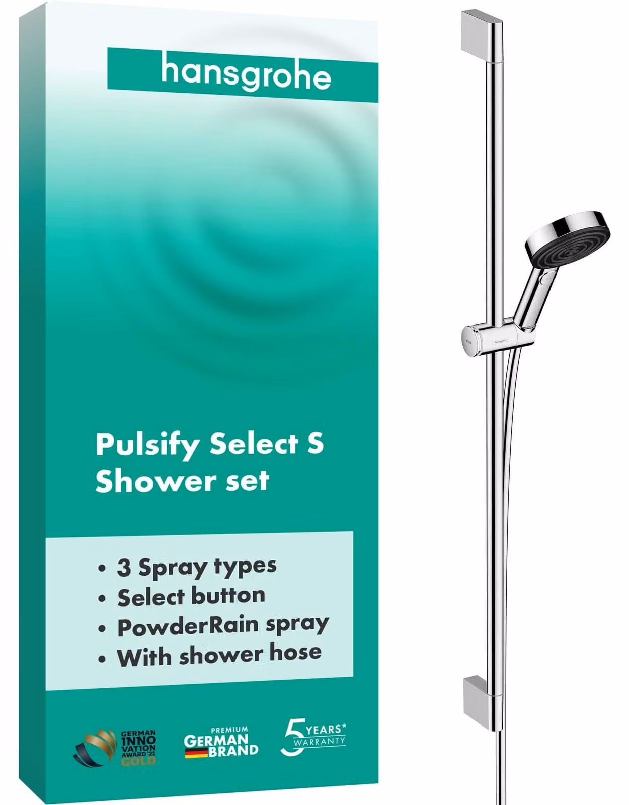 Set doccia 3 getti relax con barra scorrevole da 90 cm, cromato