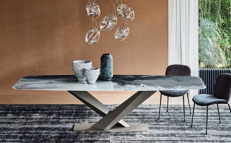 Tavolo da pranzo Casa Padrino multicolore / color titanio 300 x 120 x h. 75 cm - Tavolo da pranzo moderno con piano in vetro - Mobili da sala da pranzo - Qualità lusso - Italy