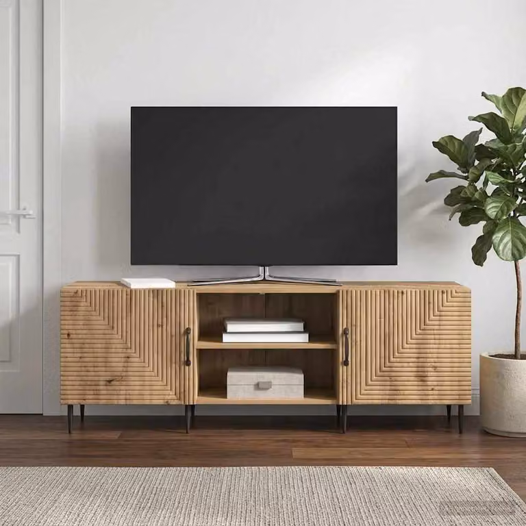 Mobile TV vidaXL in stile vintage marrone con ruote L/P/H: 150 x 31 x 50 cm
