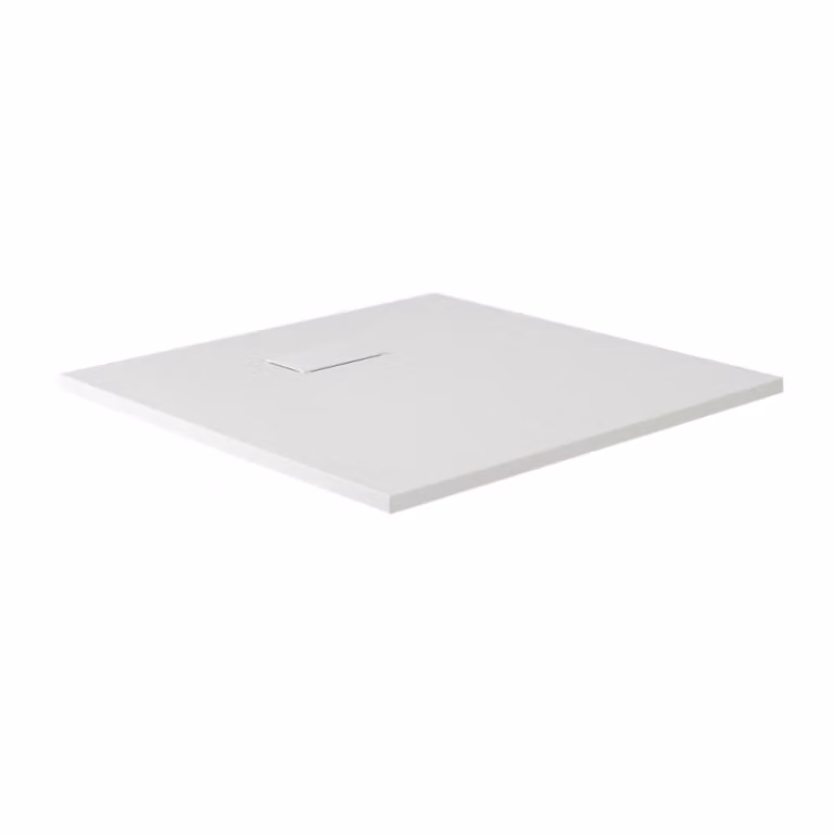 Piatto Doccia Effetto Ardesia Bianco - 800mm x 800mm - con Kit di Rialzo Angolare - Rockwell