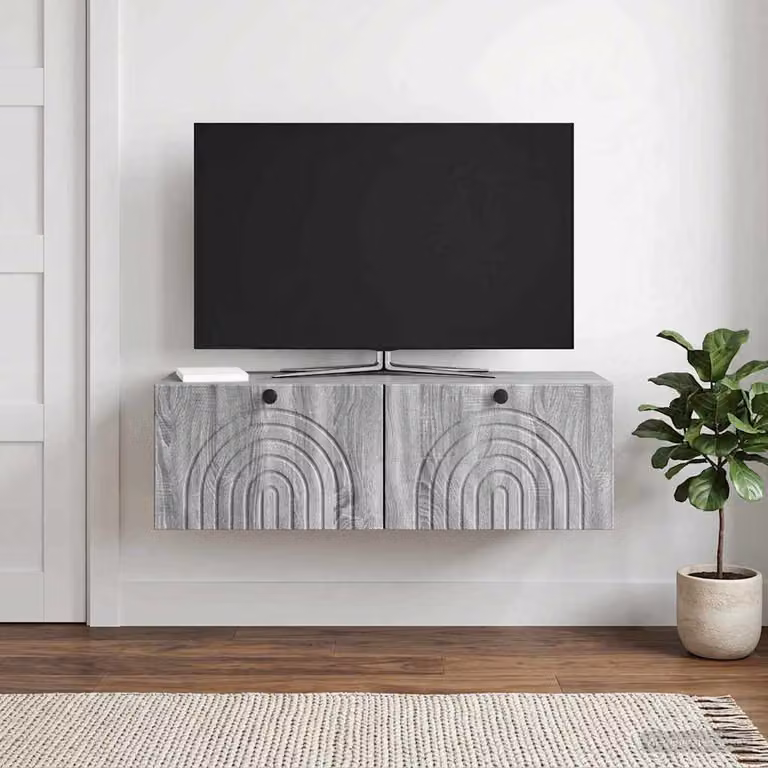 vidaXL Mobile Porta TV da Muro Grigio Moderno L: 98 cm, P: 31 cm, H: 30 cm