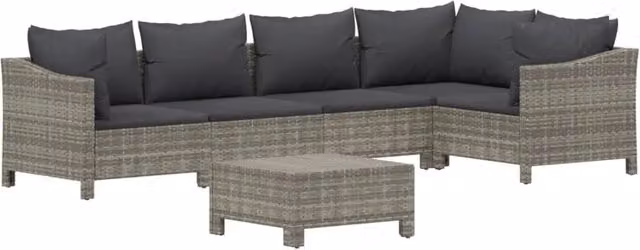 Set di mobili da giardino Outsunny in polyrattan grigio con cuscini imbottiti per 6 persone