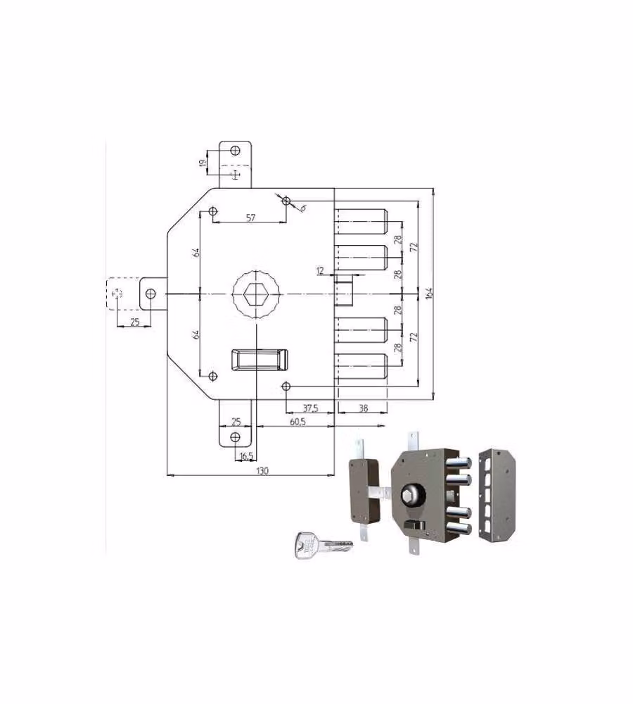 Serratura Sicura Quintuplice Sx Pompa 3350P Cr