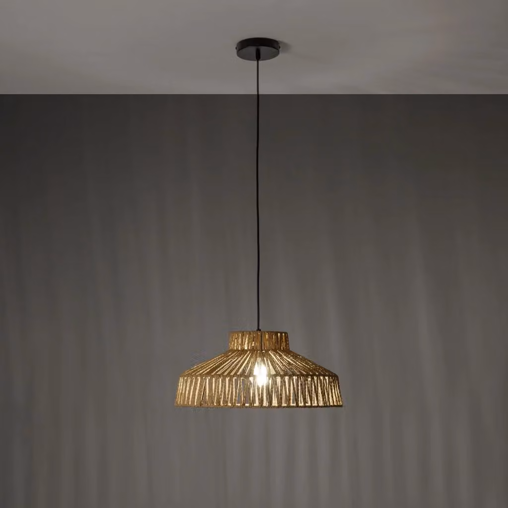 Lampadario a soffitto NIVARO in stile boho con paralume in carta e metallo, disponibile in nero, beige o marrone – 2