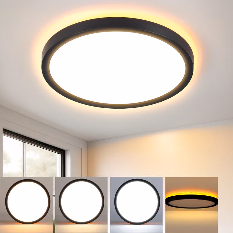 ZMH lampada da soffitto LED plafoniera lampada piatta camera da letto 22CM lampada da bagno 18W lampada da cucina camera da letto soffitto nero illuminazione corridoio lampada soffitto bagno 3000K - 6500K per corridoio cucina