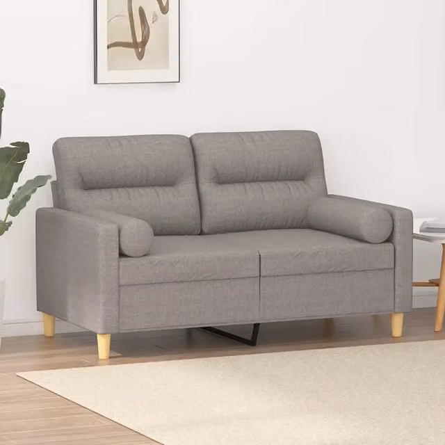 Divano a 2 posti moderno vidaXL in tessuto beige o grigio con cuscini e coperture rimovibili L: 138 cm, P: 80 cm, H: 77 cm