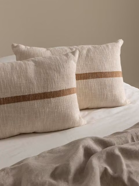 Set di 2 cuscini a righe marroni in cotone Kenay Home