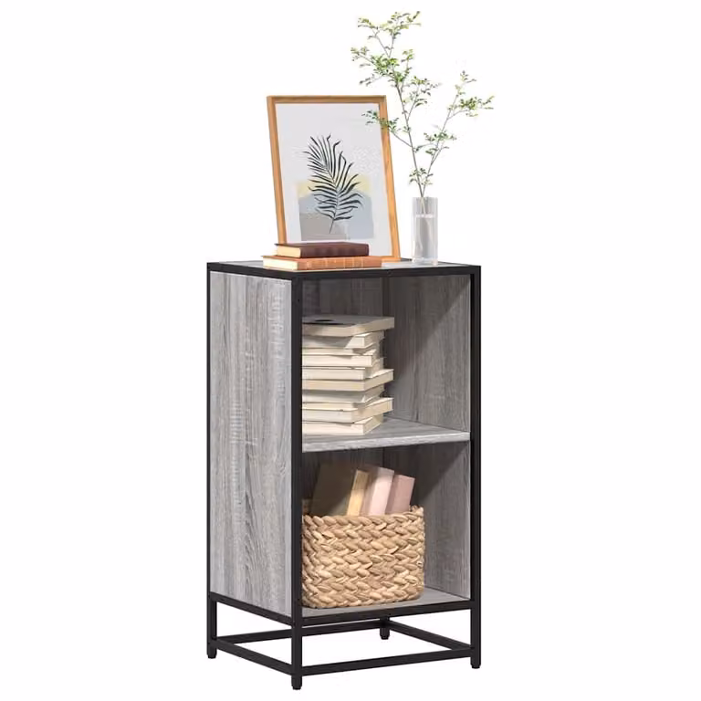 Libreria stile industrial vidaXL in legno e metallo, Grigio, L: 40 cm, P: 35 cm, H: 76 cm