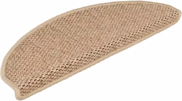 Set di 15 Tappeti Autoadesivi per Scale con Aspetto Sisal Colore Sabbia L: 65 cm, P: 21 cm, H: 4 cm