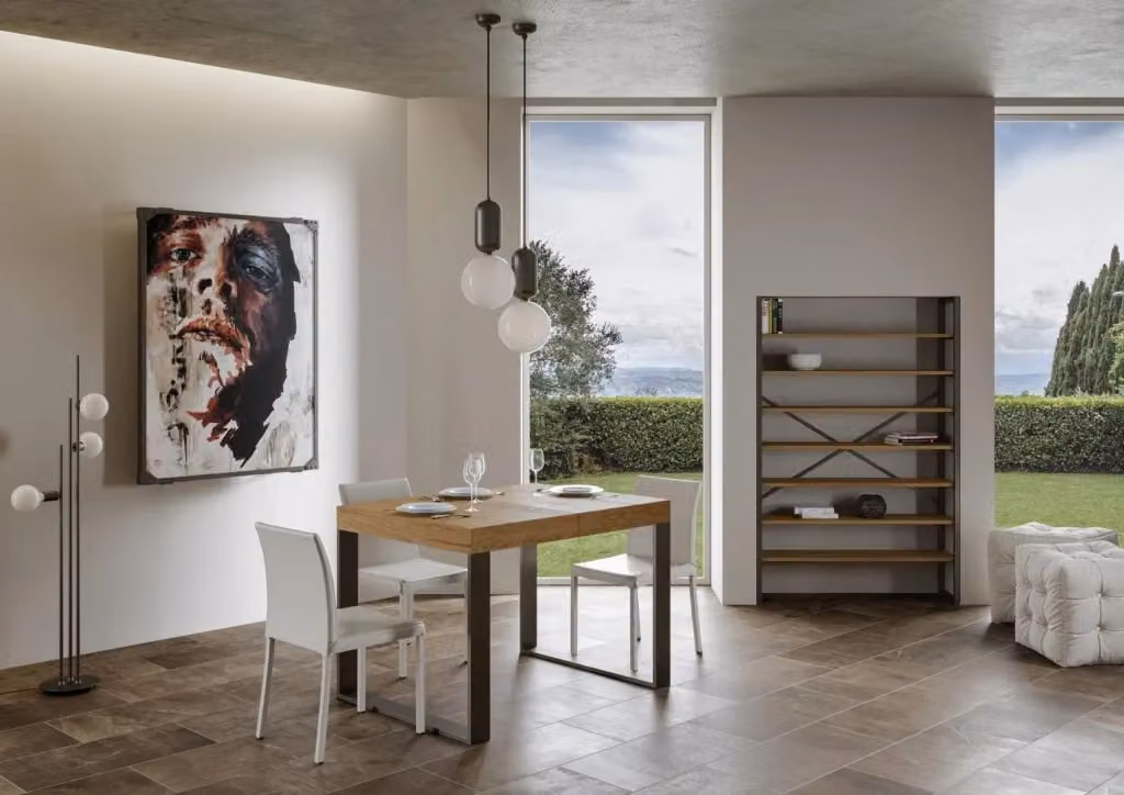 Tavolo rettangolare allungabile GIORDANOSHOP in legno rovere e metallo antracite L/P/H: 120-224 x 90 x 77 cm – 2
