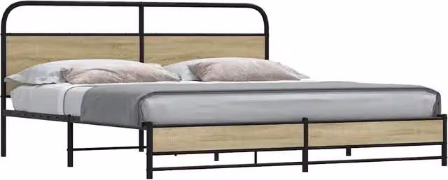 Struttura Letto Design Mania in Metallo e MDF Rovere Sonoma Marrone L 200 x P 200 x H 207 cm