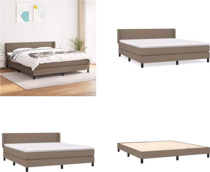 vidaXL Letto boxspring con materasso Taupe 160x200 cm in tessuto - Letto boxspring - Boxspringbetten - Bett - Schlafzimmermöbel
