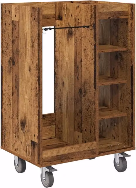 Armadio da golf con ruote ampio spazio di contenimento moderno garage 65 x 45 x 98 cm in legno antico 02_0055055