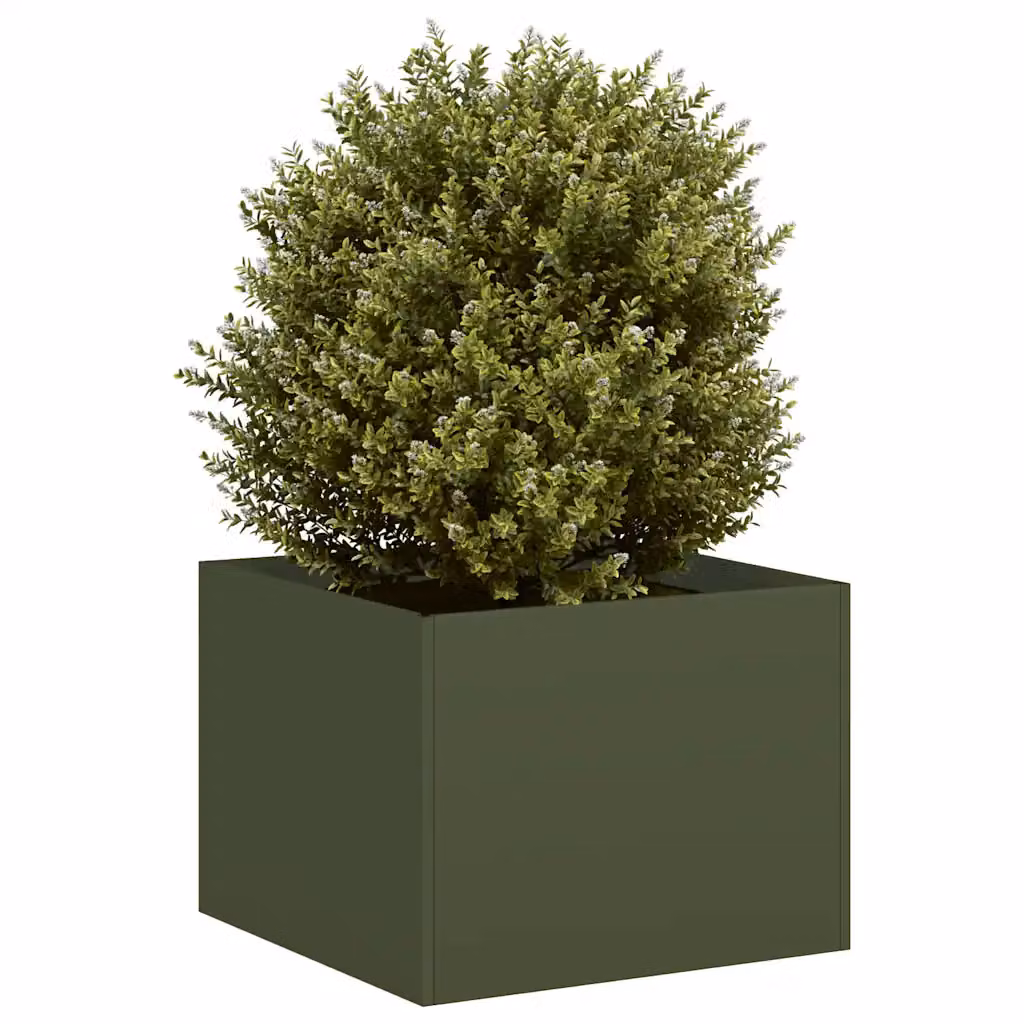 Fioriera verde oliva vidaXL in acciaio L/P/H: 40 x 40 x 30 cm