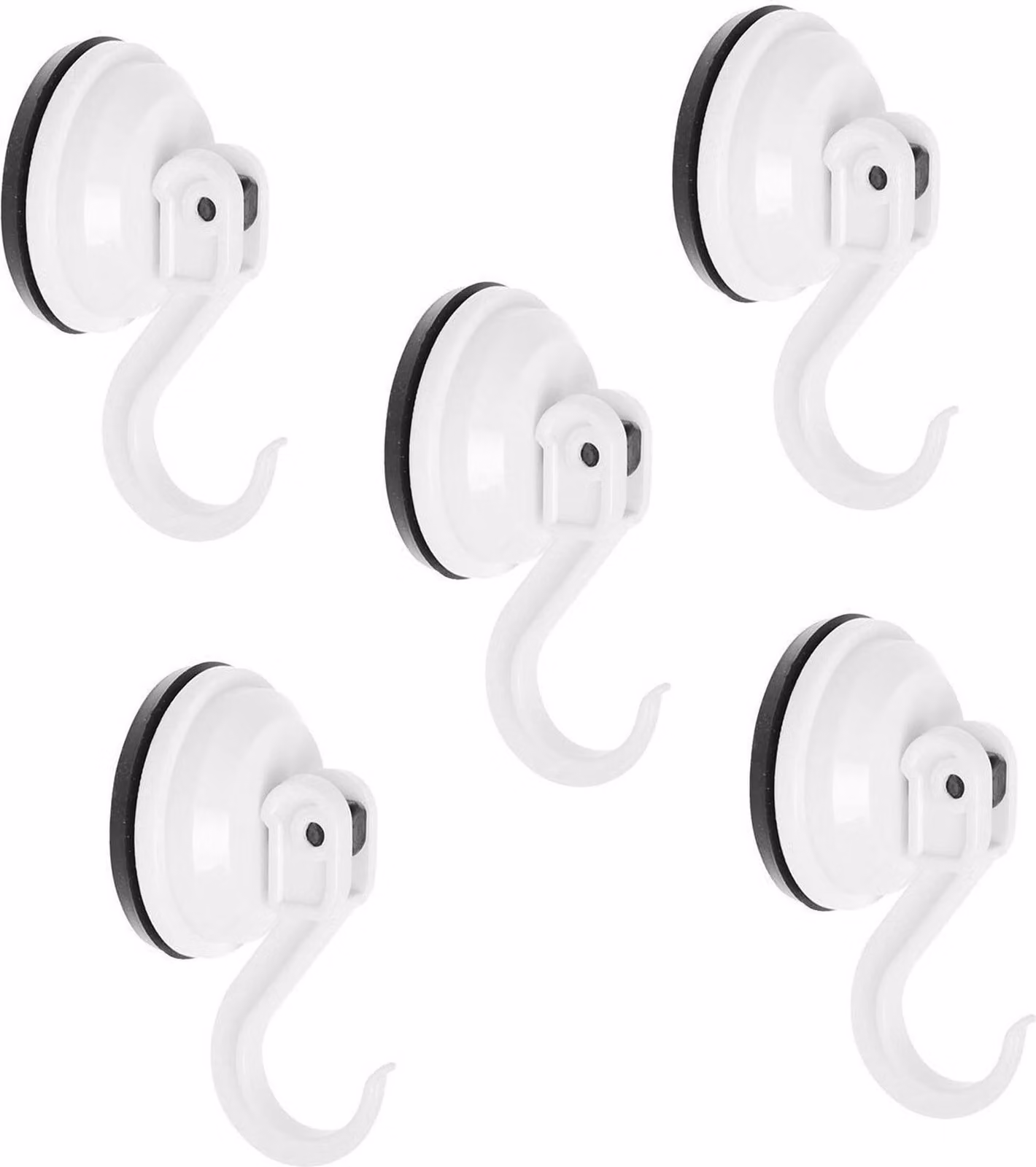 Set di 5 ventose in plastica (diametro 5,5 cm, bianco e nero)