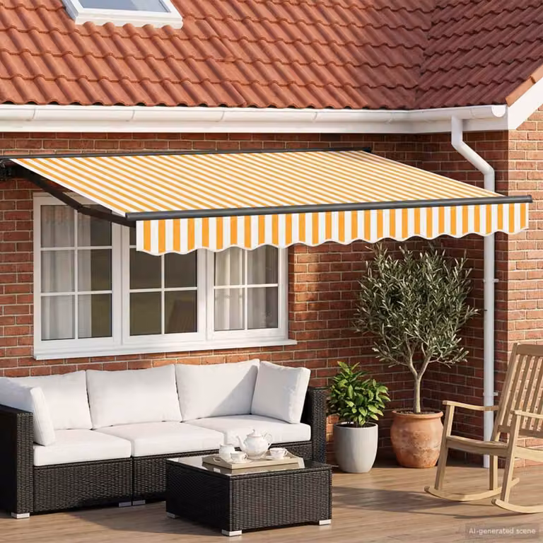 Tettuccio elettrico retrattile vidaXL con struttura in alluminio e copertura in poliestere, disponibile in bianco, giallo o antracite, con telecomando e montaggio a parete