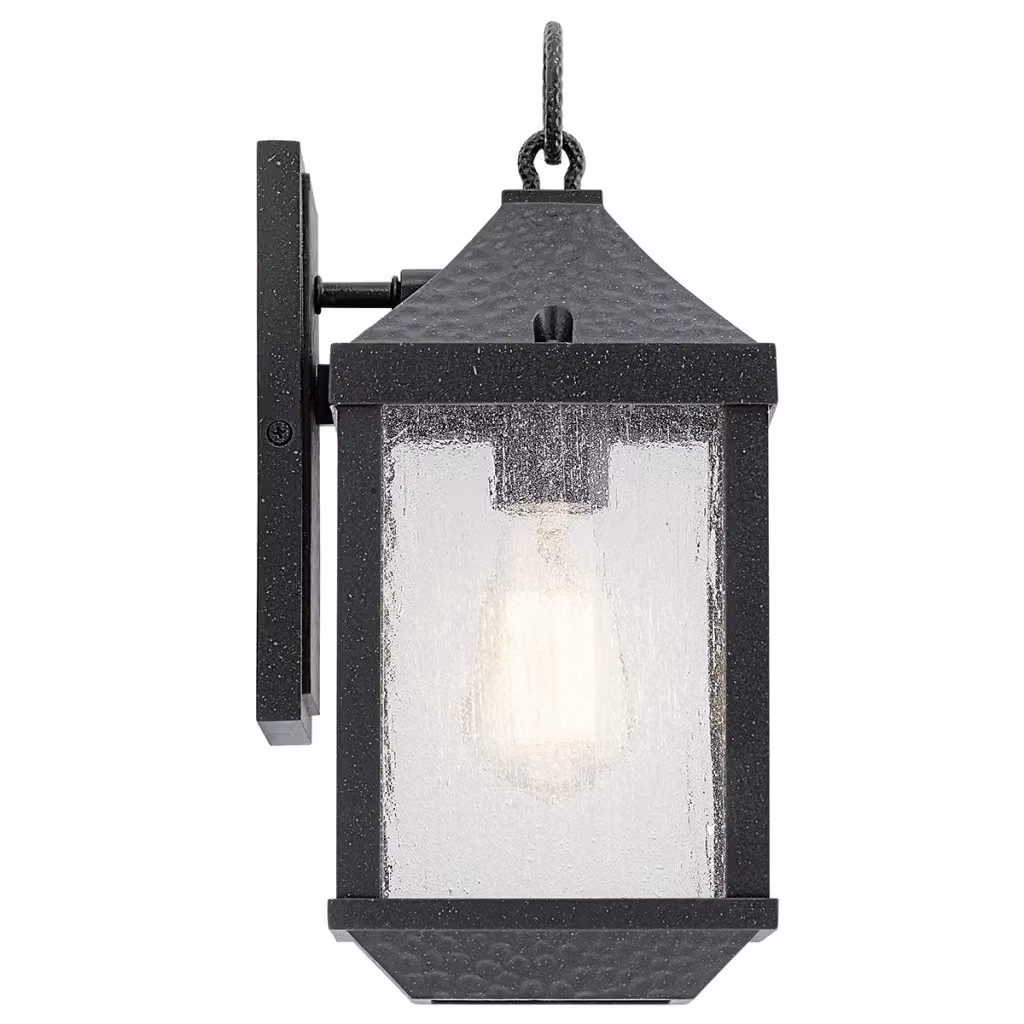 Applique da esterno Springfield Kichler in metallo e vetro nero anticato con attacco E27 e protezione IP44 – 2
