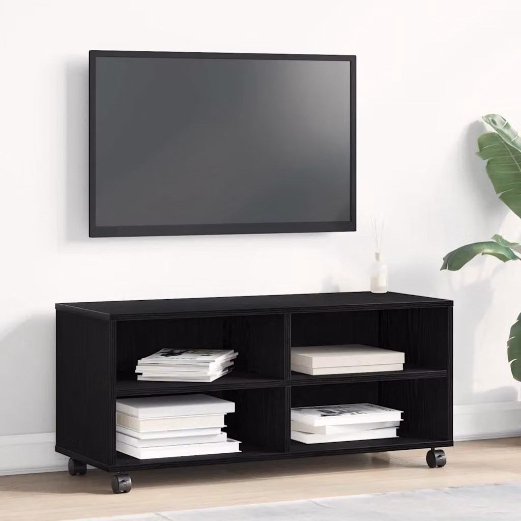 Mobile TV vidaXL moderno in legno ingegnerizzato nero L 90 cm, P 35 cm, H 40.5 cm