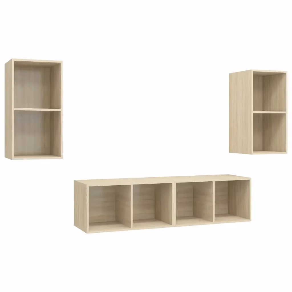 Mobile TV a parete vidaXL in legno multistrato color rovere sonoma, set di 4 pezzi per soggiorno in stile moderno – 2