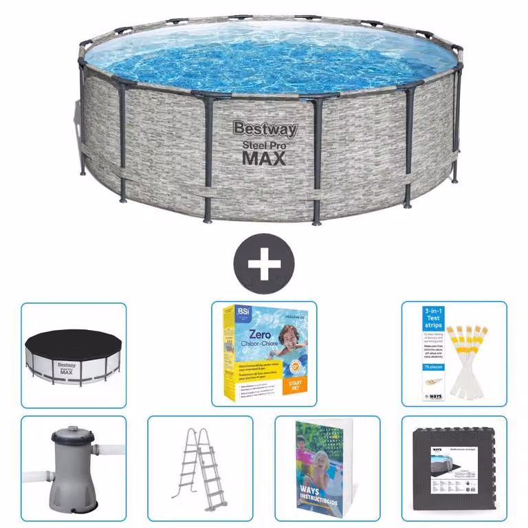 Bestway Steel Pro MAX, piscina in acciaio, forma rotonda - 427x122 cm - 6 pezzi, modello S607