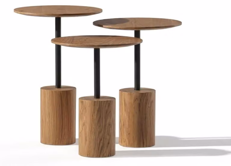 3 tavolini laterali per il soggiorno, stile moderno, colore marrone, nuovi, pratici, forma rotonda
