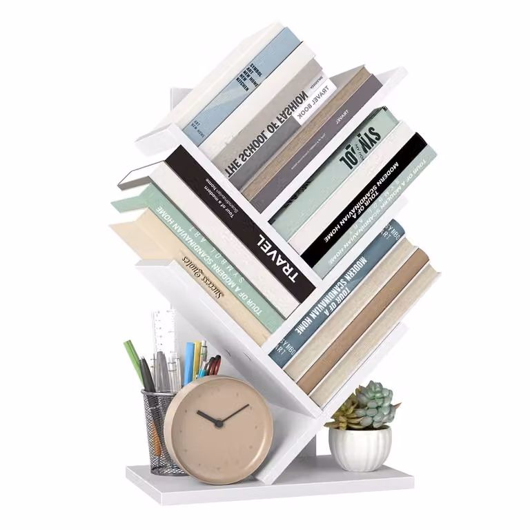 Libreria ad Albero a 8 Ripiani, Bianco / 5 Ripiani (17,2P x 30l x 51H cm)